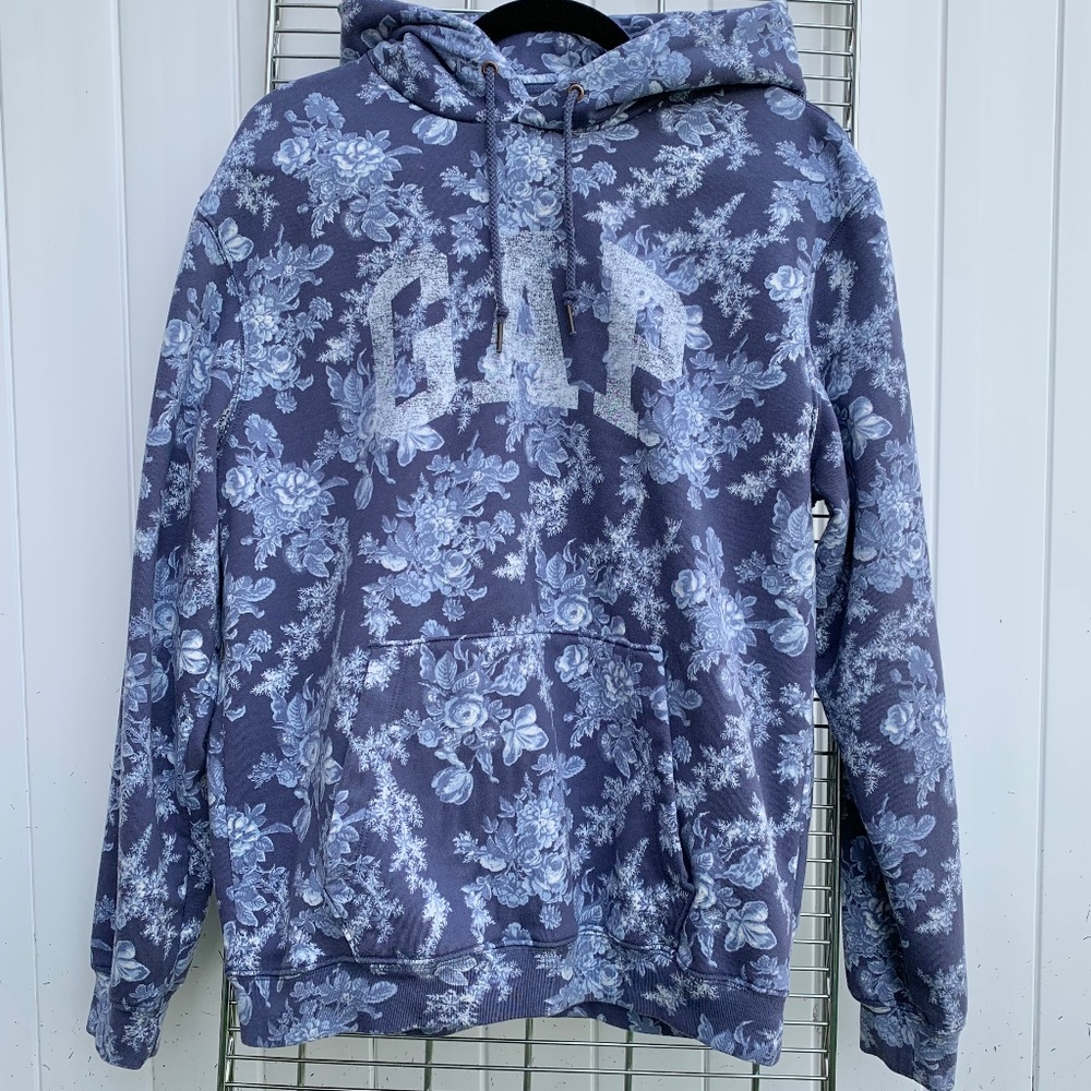 GAP LoveShackFancy Blue Floral Hoodie Medium